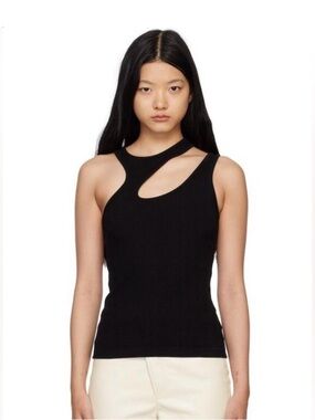 AGOLDE NWT Black Asymmetric Cutout Ribbed Tank Top
